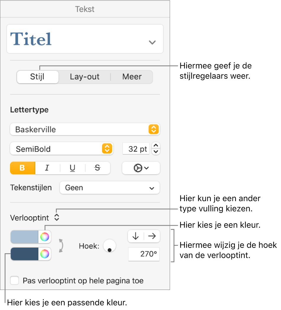 Regelaars voor het kiezen van vooraf gedefinieerde kleuren of een willekeurige kleur.