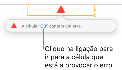 Uma hiperligação de erro da célula.