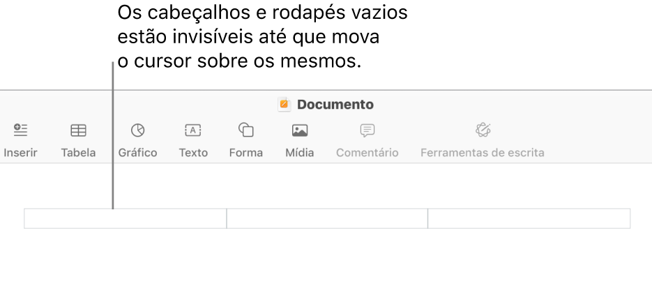 Três campos de cabeçalho sobre o título de um documento.