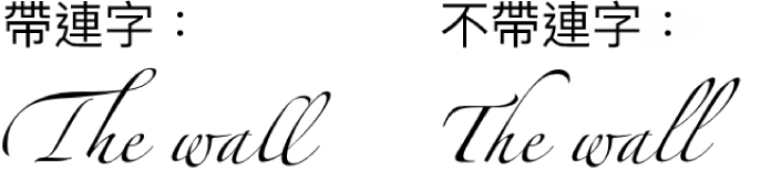 使用連字和不使用連字的文字範例。