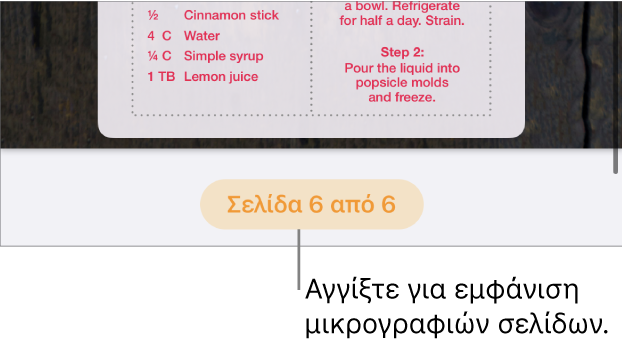 Ένα ανοιχτό έγγραφο με το κουμπί αριθμού σελίδας στο κάτω κεντρικό μέρος της οθόνης.