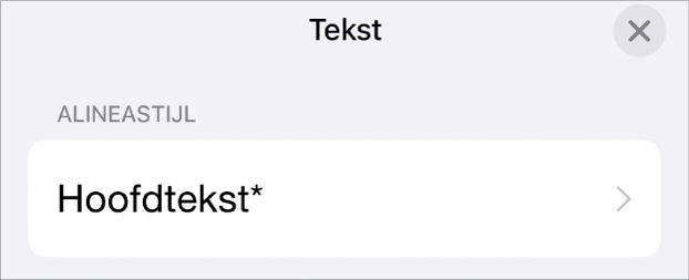 De alineastijl 'Hoofdtekst' met een sterretje ernaast.