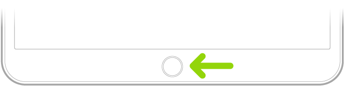 Botó d’inici (Touch ID) a la part inferior de l’iPad.