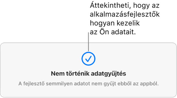 A Mac App Store főoldalának egy része, ahol a kiválasztott app fejlesztőjének adatvédelmi nyilatkozata látható.