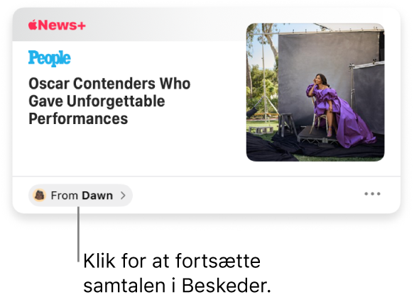 En nyhedsartikel, der er delt i News. Klik på Fra mærke for at sende et svar i Beskeder.