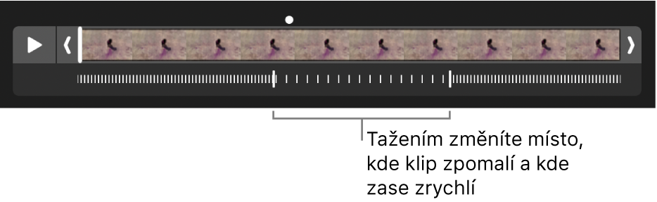 Zpomalené video s úchyty, jejichž přetažením můžete určit, kde se přehrávání zpomalí a kde znovu zrychlí