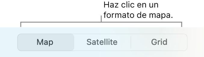 Botones de Mapa, Satélite y Cuadrícula.