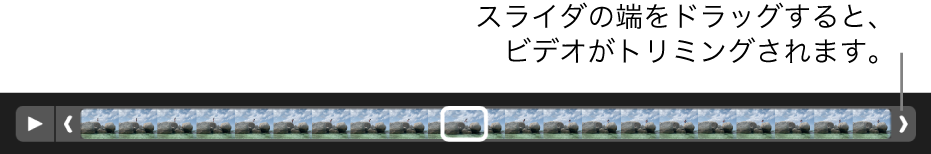 ビデオに表示されたトリムハンドル。