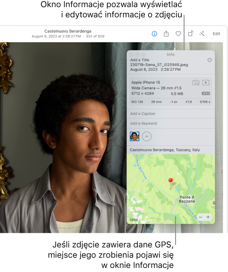 Zdjęcie jest otwarte w aplikacji Zdjęcia, z otwartymi informacjami o zdjęciu.