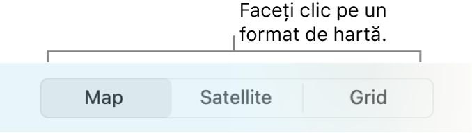 Butoanele Hartă, Satelit și Grilă.