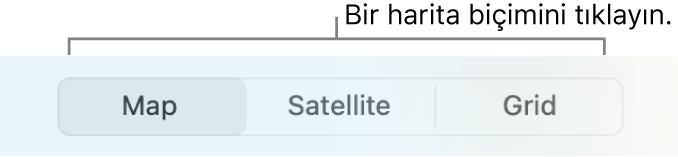 Harita, Uydu ve Izgara düğmeleri.