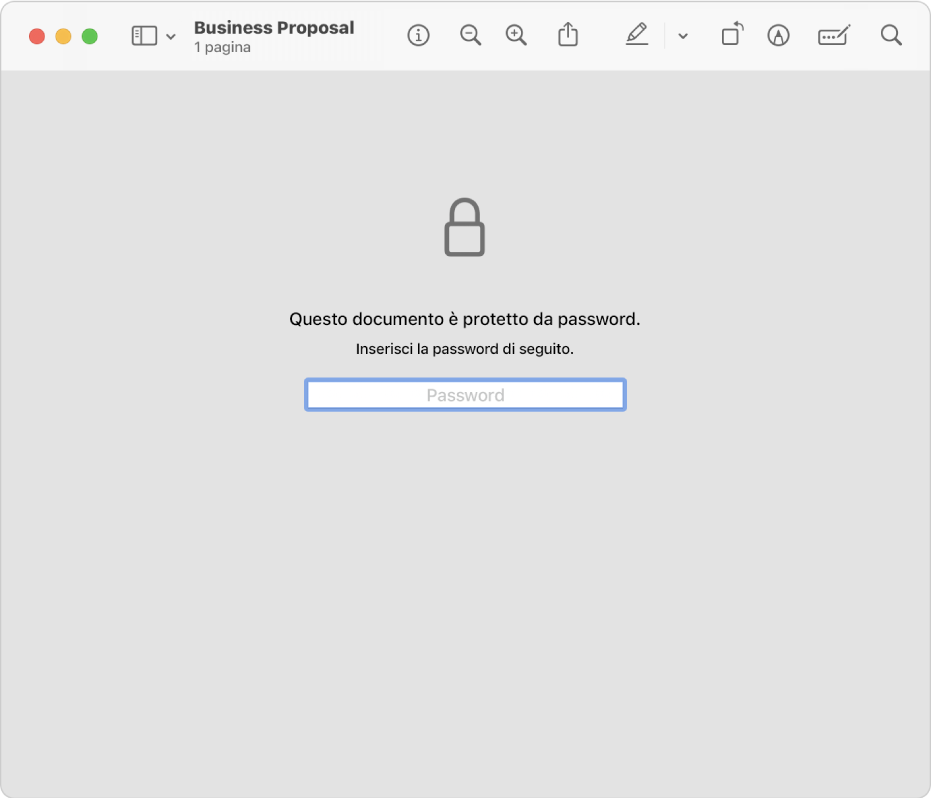 Un PDF protetto da password.