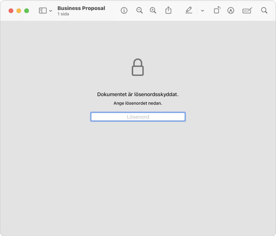 En lösenordsskyddad PDF.