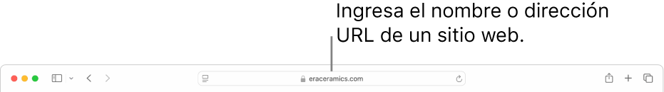 El campo de búsqueda inteligente de Safari, en donde puedes ingresar el nombre o la URL de un sitio web.