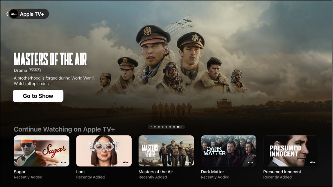 Screen showing Apple TV+ app