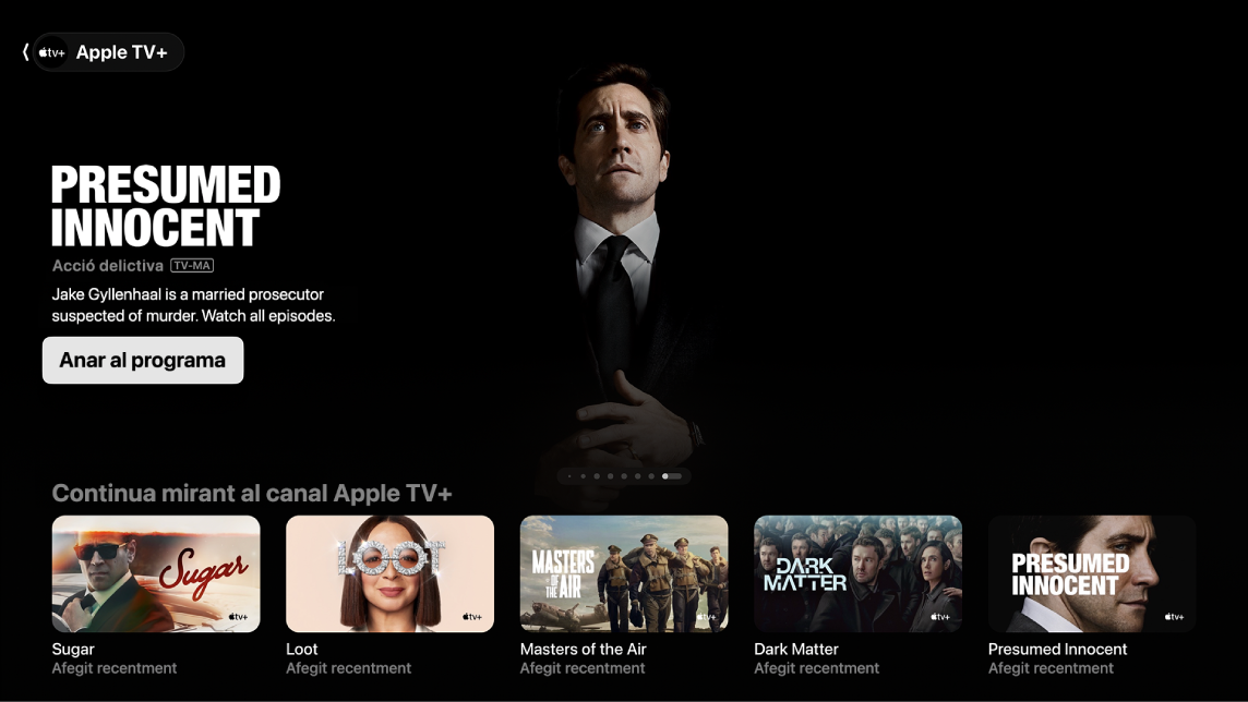 Pantalla en la qual es mostra l’Apple TV+