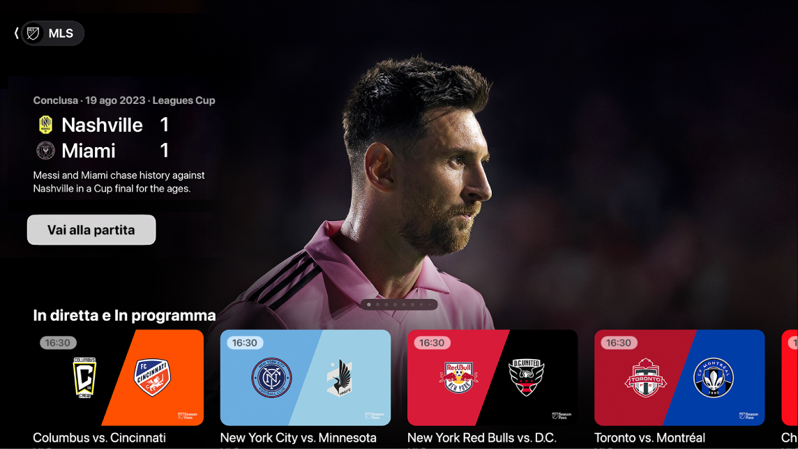 Schermata che mostra MLS Season Pass