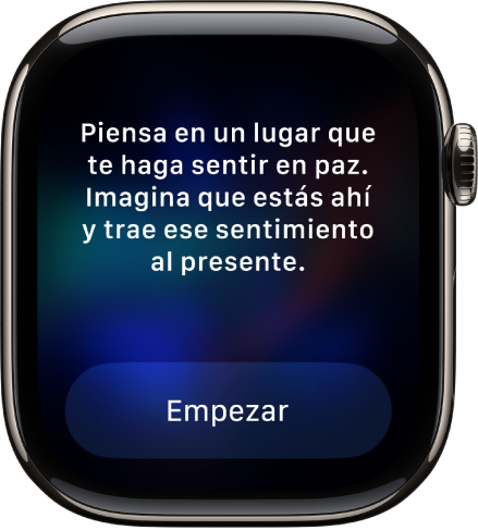 La app Mindfulness con un pensamiento sobre el que reflexionar. Debajo aparece el botón Empezar.