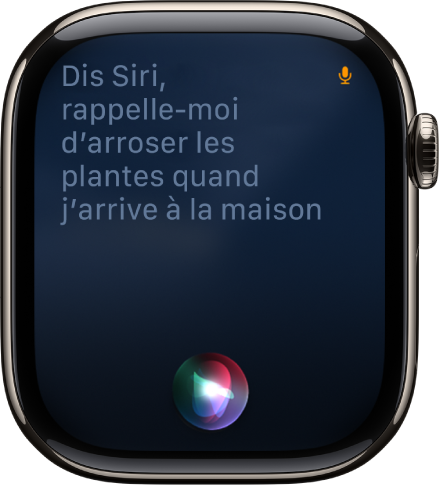 Écran Siri montrant une demande pour définir un rappel.