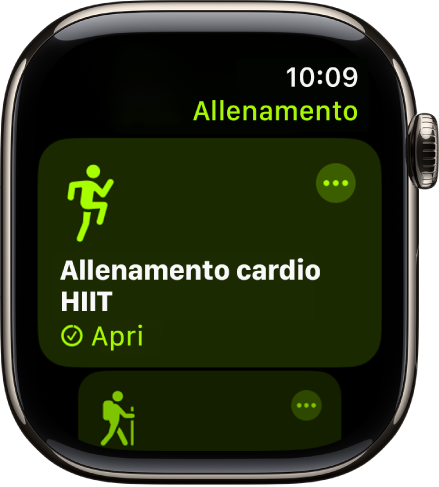 La schermata di Allenamento con l’allenamento HIIT.