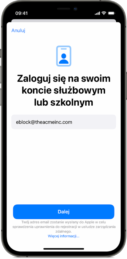 Ekran iPhone’a z interfejsem rejestracji dokonywanej przez użytkownika.