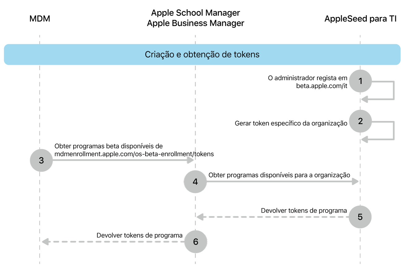 O fluxo de tokens do programa beta para testar atualizações de software.