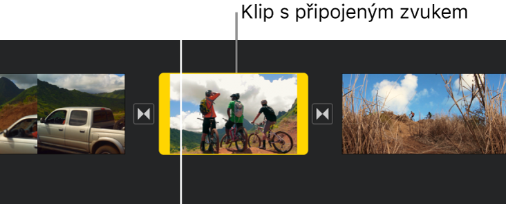 Videoklip s připojeným zvukem na časové ose.