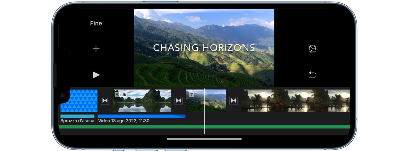 Creare un progetto in iMovie su iPhone.