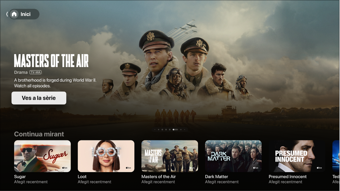 L’app Apple TV a la pantalla d’inici