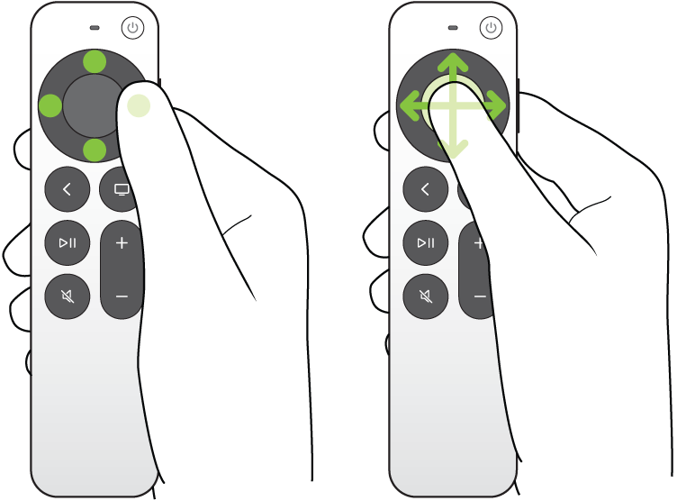 Illustration qui montre l’action d’appuyer sur la surface cliquable de la et de la balayer