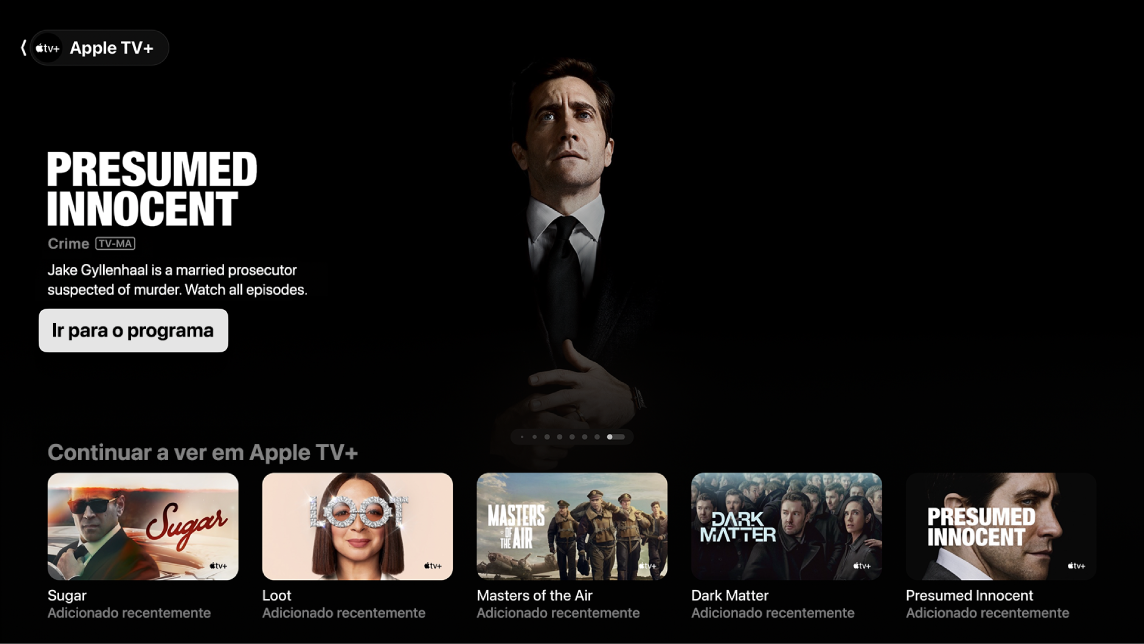 Ecrã a mostrar Apple TV+