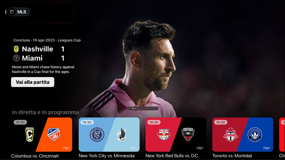 Schermata che mostra MLS Season Pass