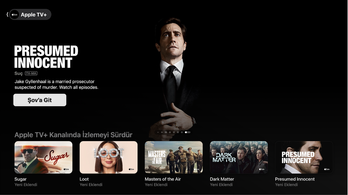 Apple TV+’ı gösteren ekran
