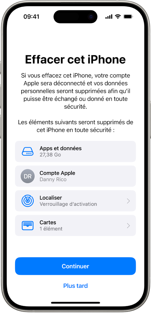 L’écran « Effacer cet iPhone ».