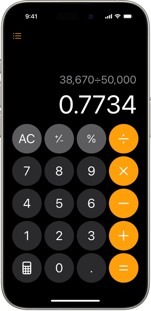 A calculadora básica no iPhone.