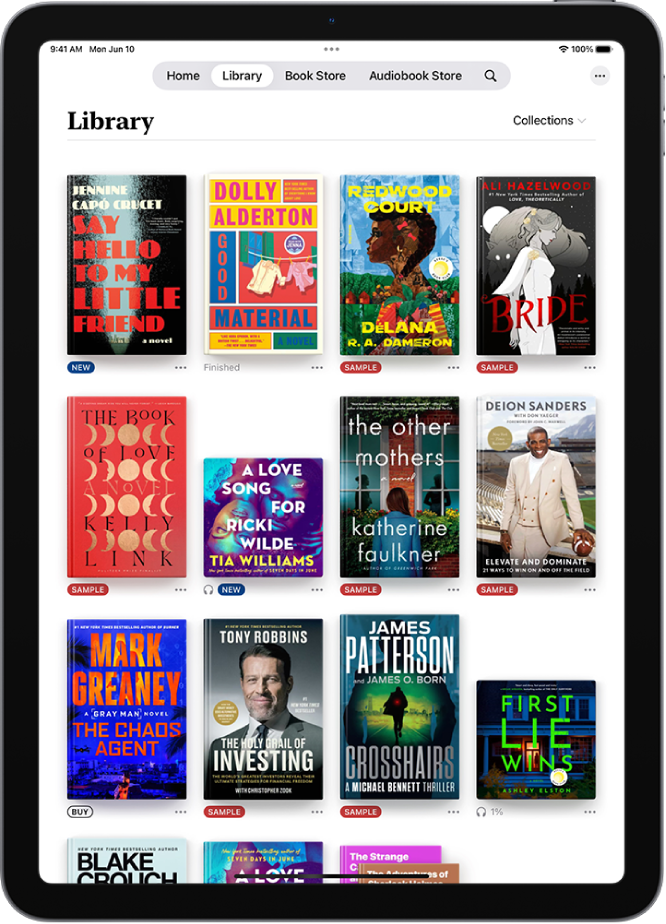 The Library screen in the Books app.