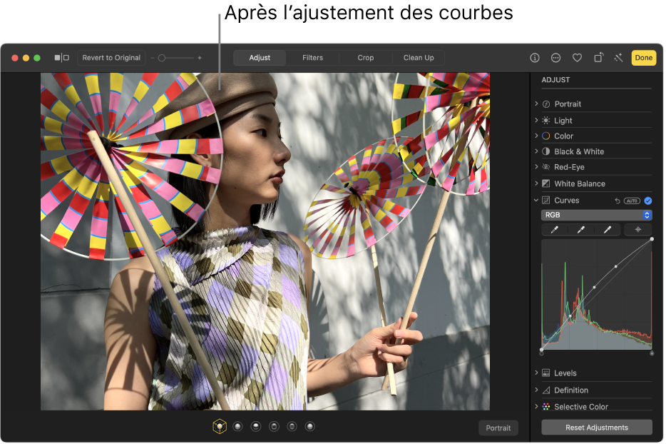Une photo après les ajustements Courbes.