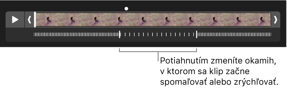 Spomalené video s úchytmi, ktoré môžete potiahnuť a zmeniť tak miesto, kedy sa video spomalí a kedy sa znova zrýchli.