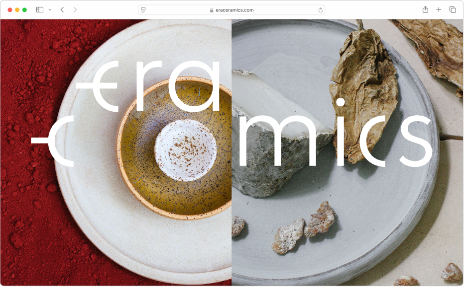 Era Ceramics web sitesini gösteren bir Safari penceresi.