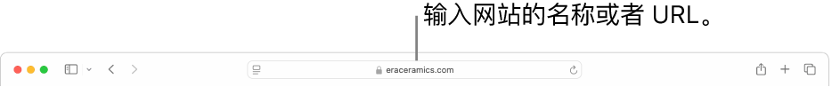 Safari 浏览器智能搜索栏，可在此输入网站的名称或 URL。