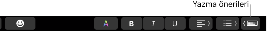 Touch Bar’daki yazma önerileri düğmesi.