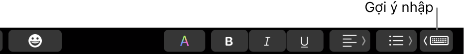 Nút Gợi ý nhập trong Touch Bar.