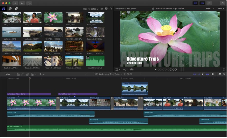 A Final Cut Pro window.