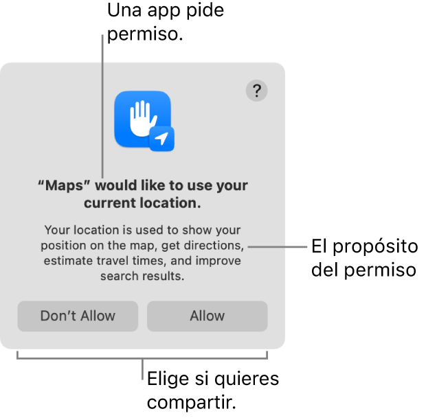 La app Mapas solicita permiso para usar tu ubicación actual.