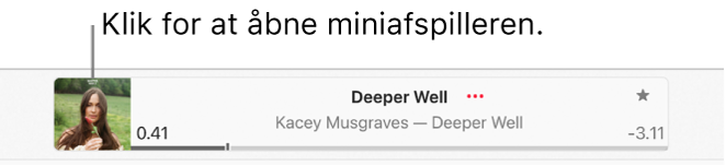 Vælg albummets billede til venstre for afspilningsvinduet for at åbne miniafspilleren.