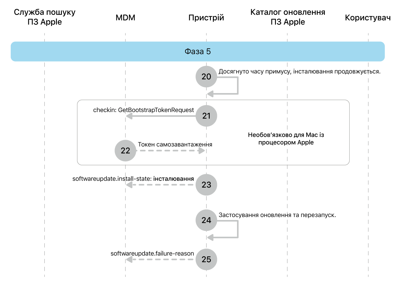 Фаза 5, кроки 20—25 запровадження оновлення ПЗ Apple.