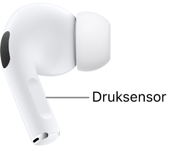 De locatie van de druksensor op de AirPods Pro 1, op de steel van beide AirPods.