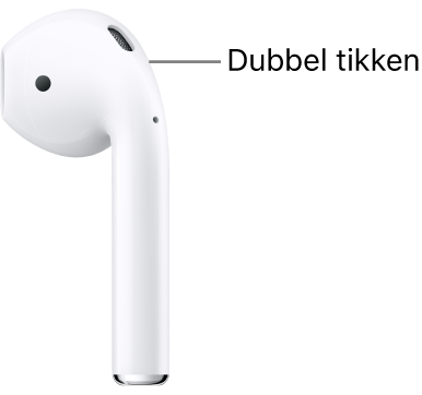 De locatie waar je dubbel kunt tikken op de AirPods 1 of 2, bovenaan de steel.