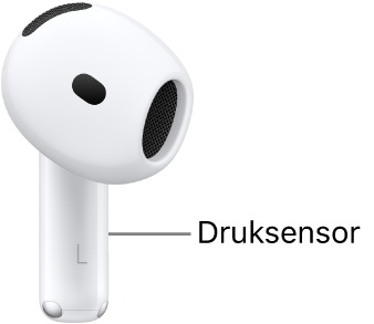 De locatie van de druksensor op de AirPods 4, op de steel van beide AirPods.