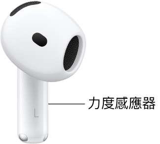 AirPods 4 力度感應器的位置，其位於每邊 AirPods 的耳筒柄上。